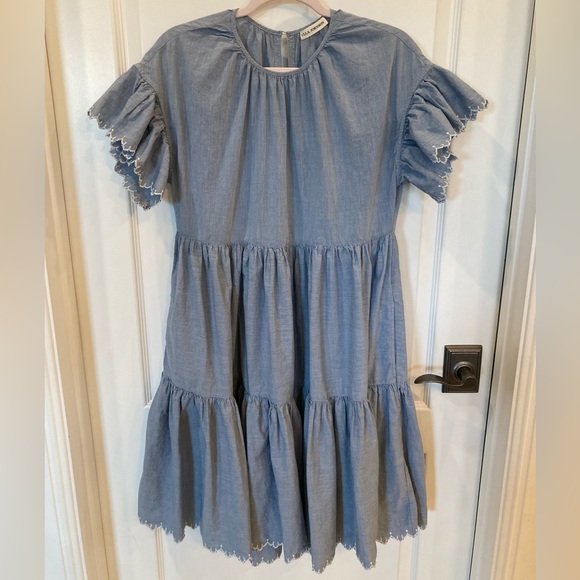 Ulla Johnson Dresses & Skirts - Ulla Johnson Rosemarie Chambray cotton short sleeve tiered dress size 2